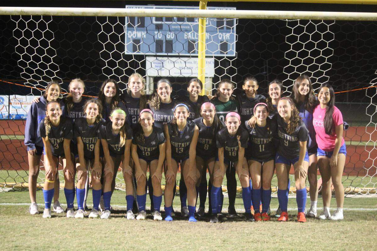 Cypress Bay’s girls’ soccer team celebrates its fifth consecutive regional championship after beating Stoneman Douglas 1-0 in the Region 4-7A final.
