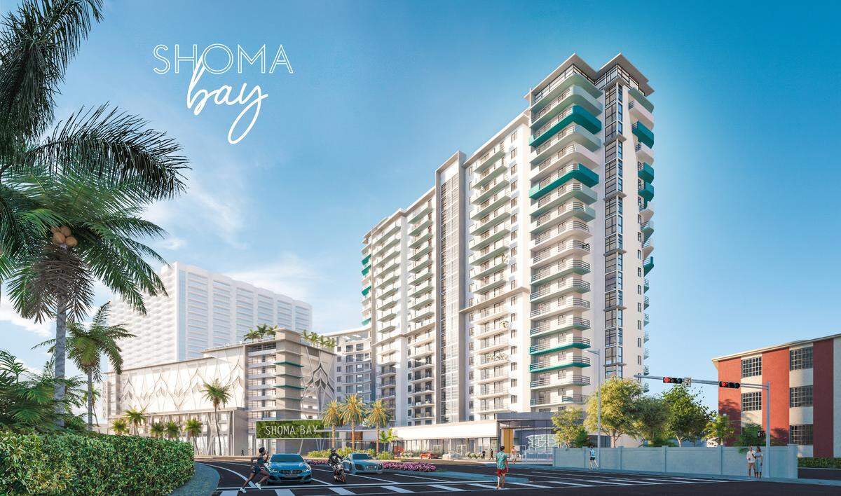 The apartment rental building Shoma Bay will reach 21 stories and include 327 units. 