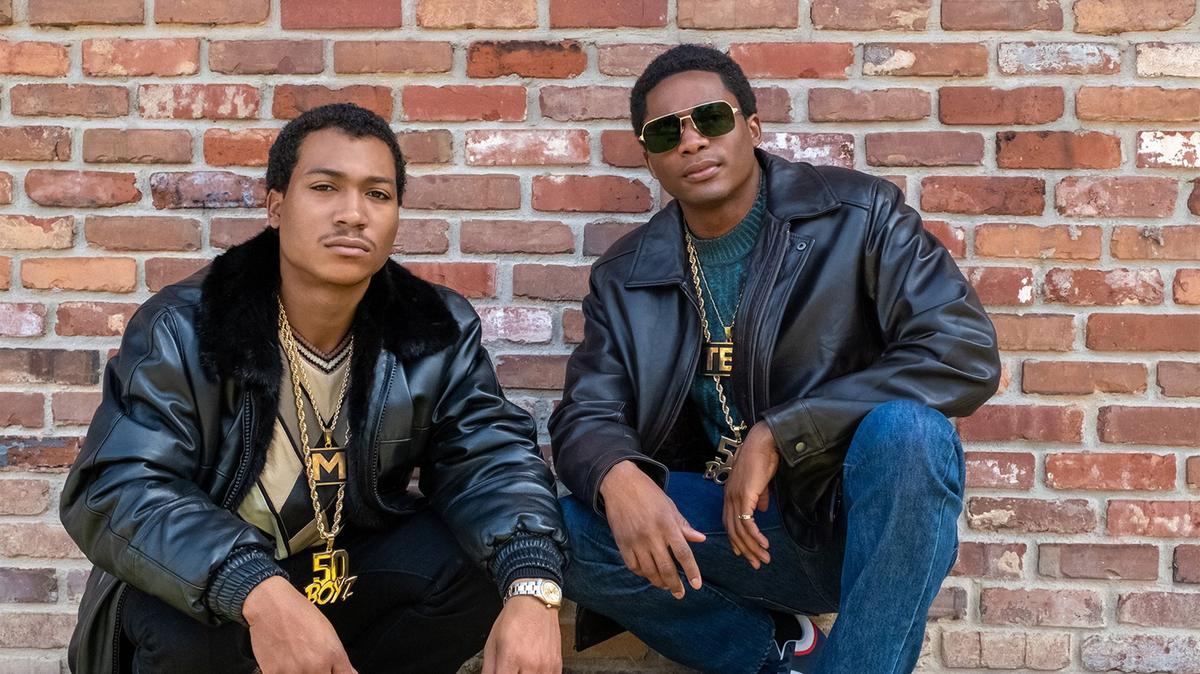 Demetrius Flenory Jr., left, a rapper and actor better known as Lil Meech, is shown in a photo released as part of the Starz series, BMF. He starred in along with Da’Vinchi, on the right. Lil Meech has been charged with grand theft of expensive watches from a Miami jeweler.