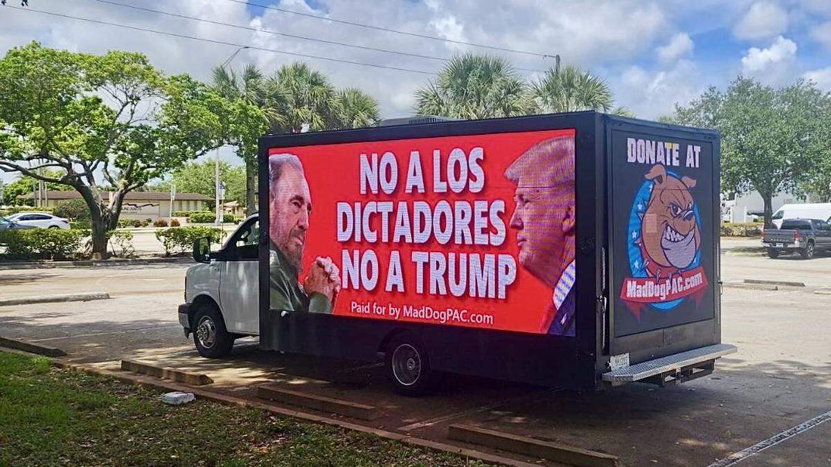 A digital billboard truck will be driving around Miami displaying a comparison between former president Donald Trump and late Cuban dictator Fidel Castro.