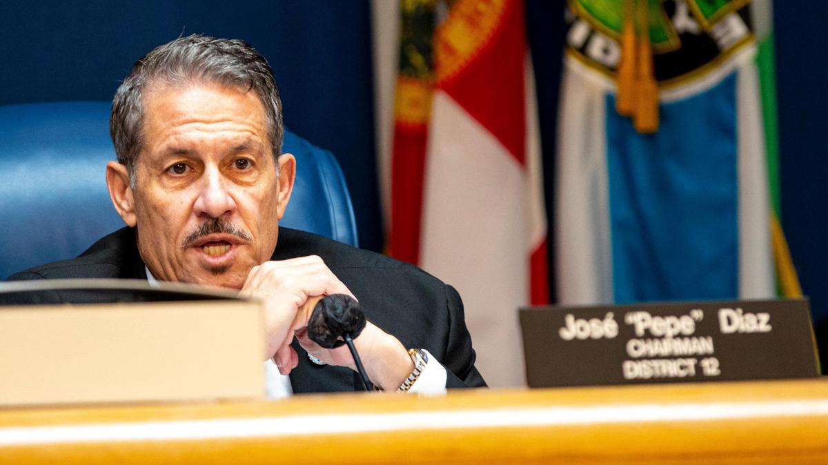 Miami-Dade County Commission Chair Jose ‘Pepe’ Diaz, during a budget hearing in September 2021.