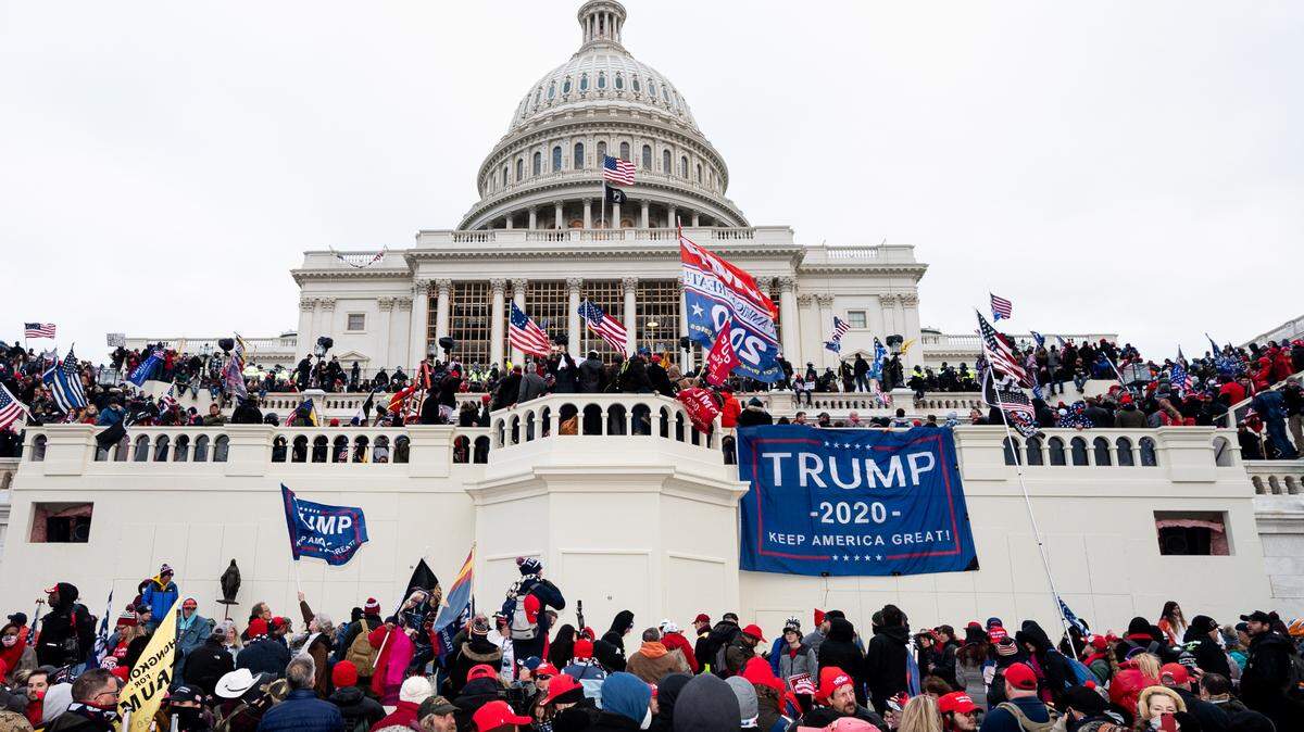 January 6, 2021: Protesters at a pro Trump protest, shown here on the west side of the U.S. Capitol
