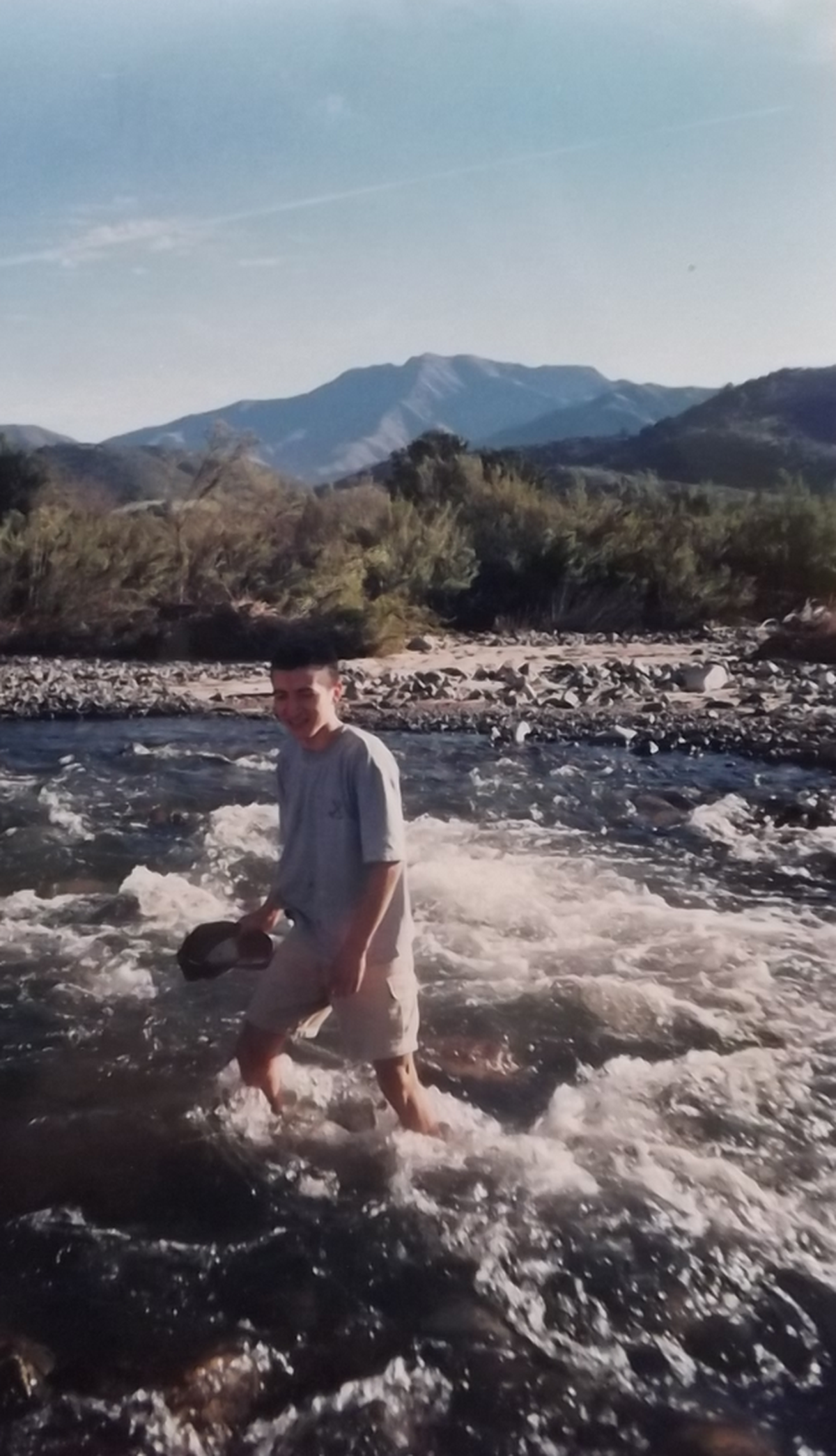 A young Alvaro Badillo in the Pupio River before the Mauro dam’s construction.