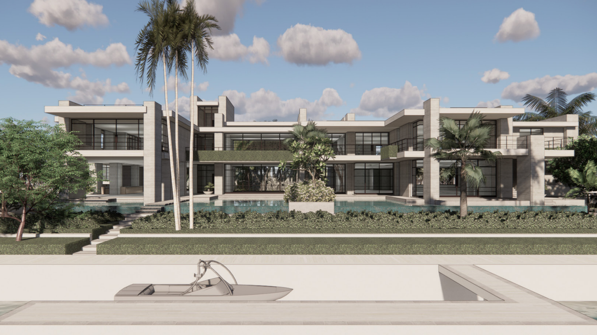 Stuart Miller proposed a three-acre project on Star Island. A rendering shows the residence from Biscayne Bay.
