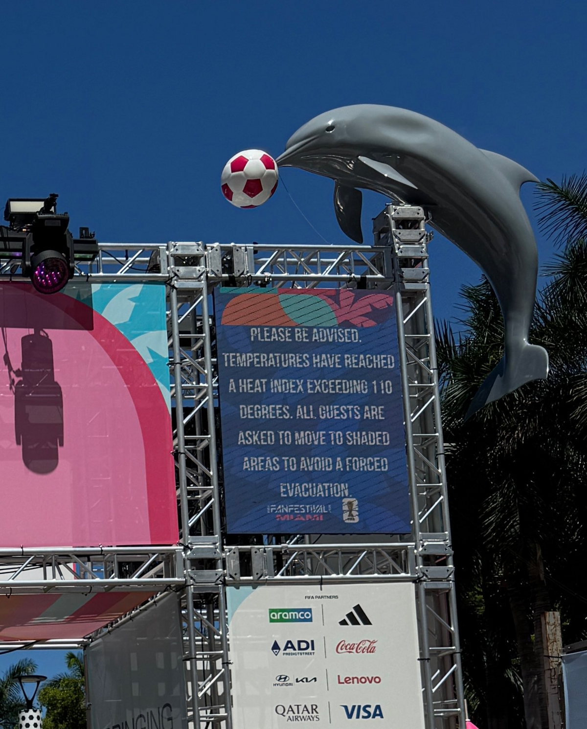 Temperatures were so high on Monday, June 22, that some fans were turned away from entering the FIFA Fan Festival at Bayfront Park in Miami.