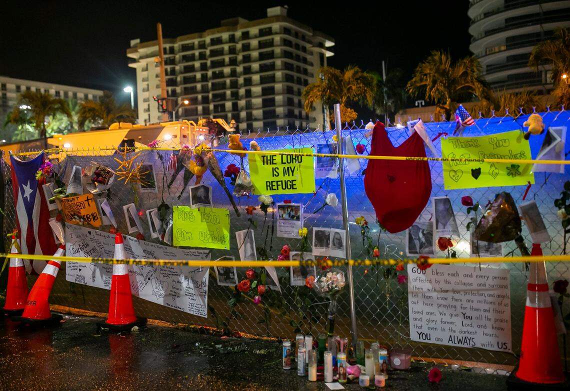 The scene Friday morning, July 1, 2021, at the collapsed condo tower near Miami Beach.
