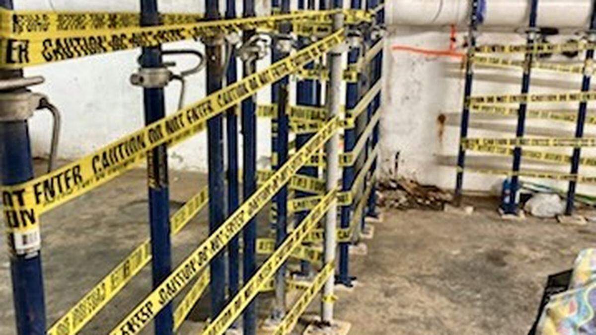Port Royale condo owner Marash Markaj took this photo of the shoring that was done Wednesday, July 14, 2021, to support an area that needed concrete repairs in the building’s basement garage.