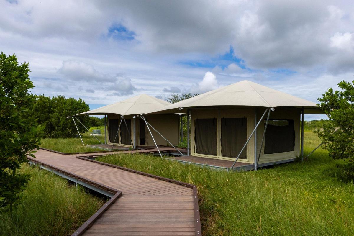 Vista de las Eco Tents dentro del área de acampar en el Parque Nacional de los Everglades, en Homestead, la Florida, el viernes 20 de octubre de 2023.