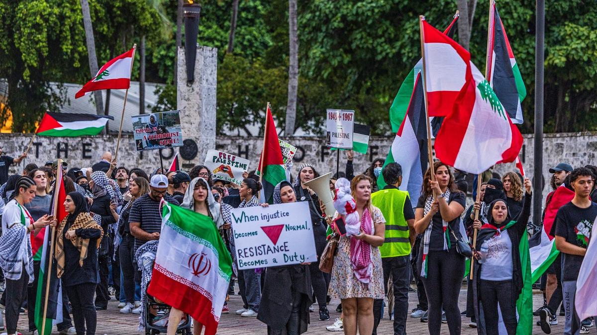 About 70 people protested on Biscayne Boulevard in support of the Palestinians in Gaza on Saturday, two days before the anniversary of the Oct. 7, 2023 Hamas attack in Israel. The South Florida Coalition for Palestine, comprised of Palestinian, Jewish and student organizations, calls for the Biden administration to stop sending weapons and funding to Israel.