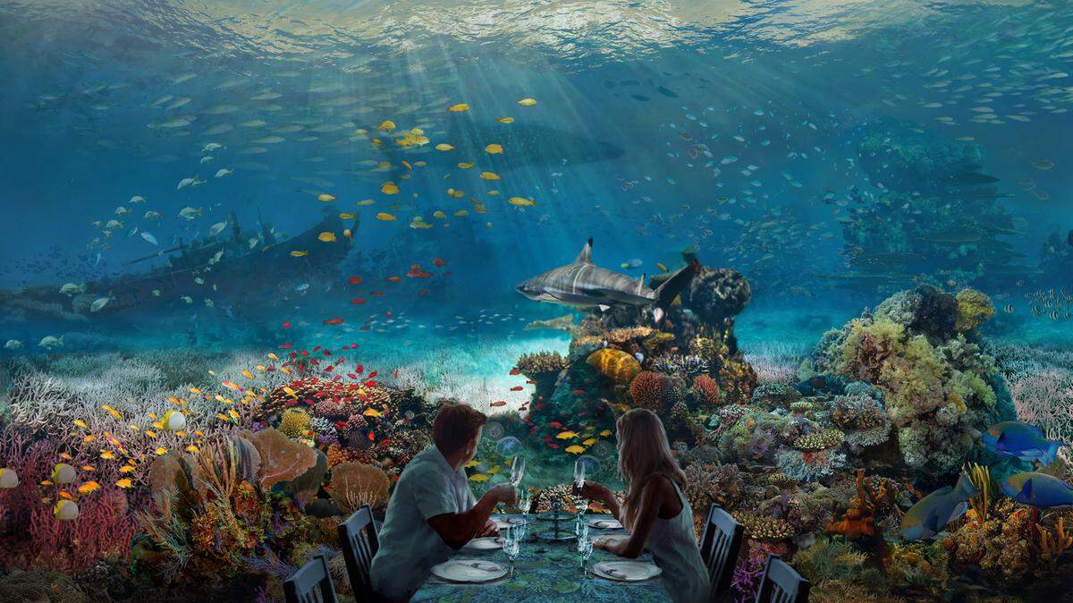 At the new Hidden Worlds Entertainment immersive exhibit, you enter an underwater world while you indulge in fine dining. You can also visit during the day, without the meal.