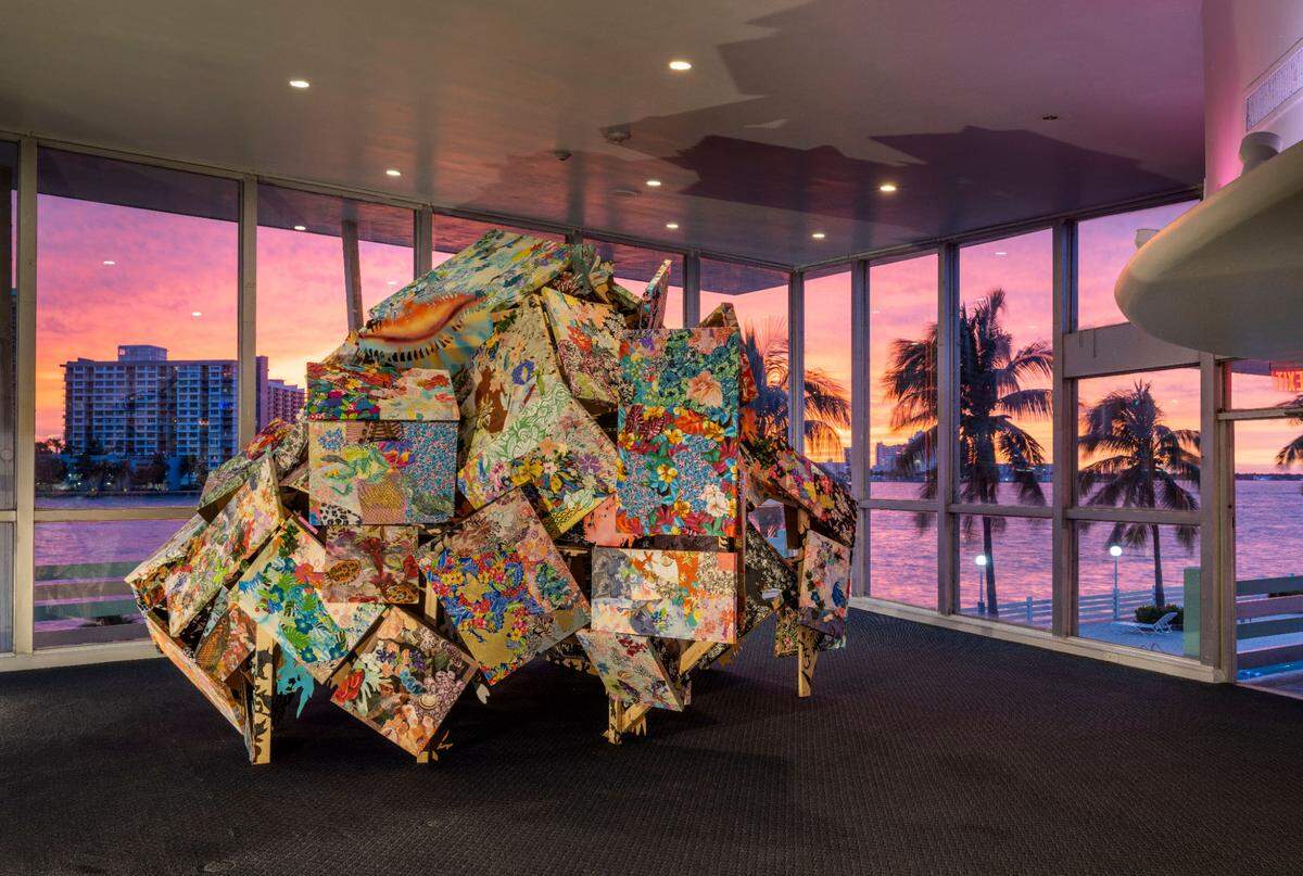 Nick Mashie’s sculpture in the International Inn, from the No Vacancy exhibition.