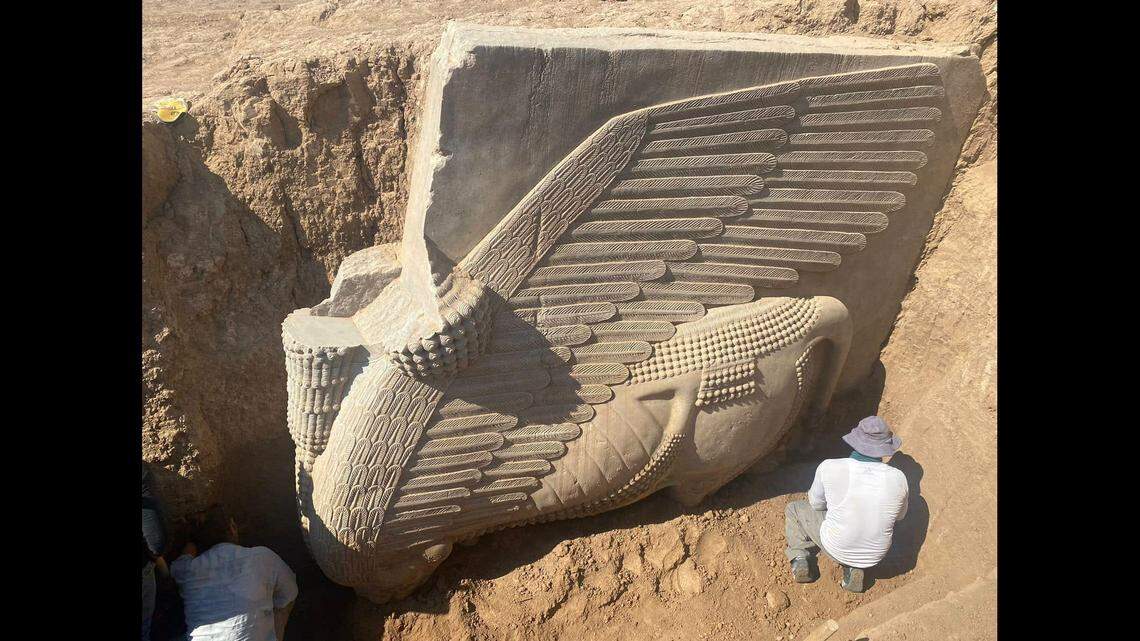 The monument was a part of one of the gates surrounding the ancient city of Dur Sharrukin, according to experts.