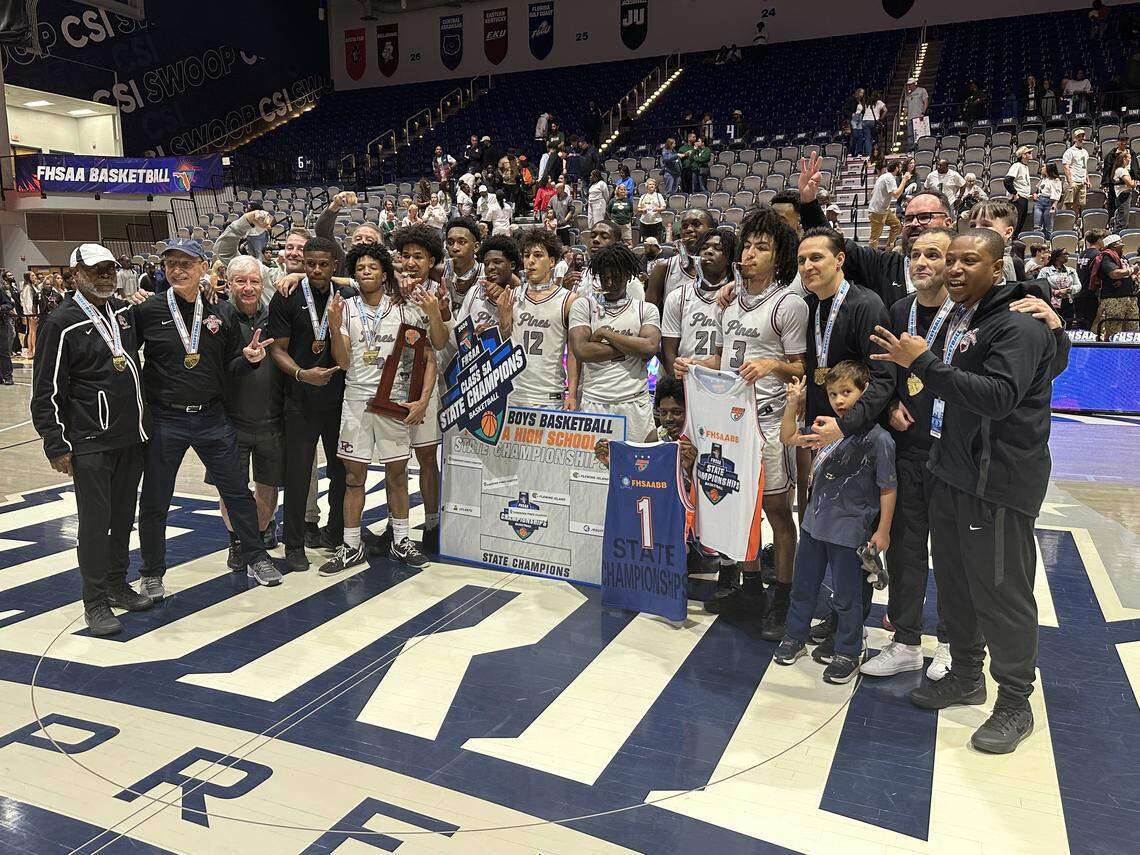 Pembroke Pines Charter’s boys’ basketball team won the Class 5A state championship on Friday after beating Fleming Island at UNF Arena in Jacksonville, Fla.
