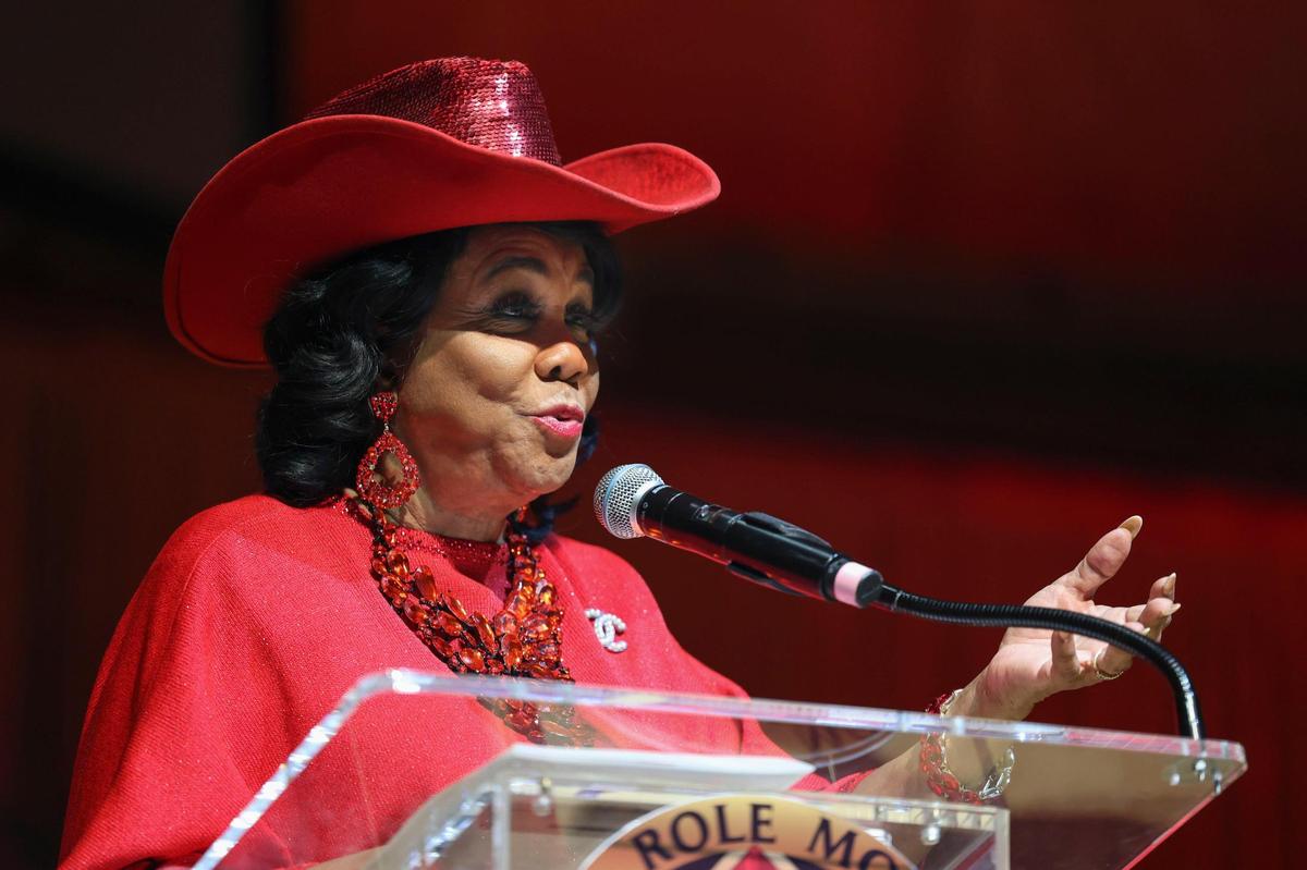 Congresswoman Frederica Wilson, founder of the program, speaks during the scholarship ceremony for the 5000 Role Models of Excellence Program on Sunday, June 5, 2022, at the Adrienne Arsht Center in downtown Miami. Wilson started the program in 1993.