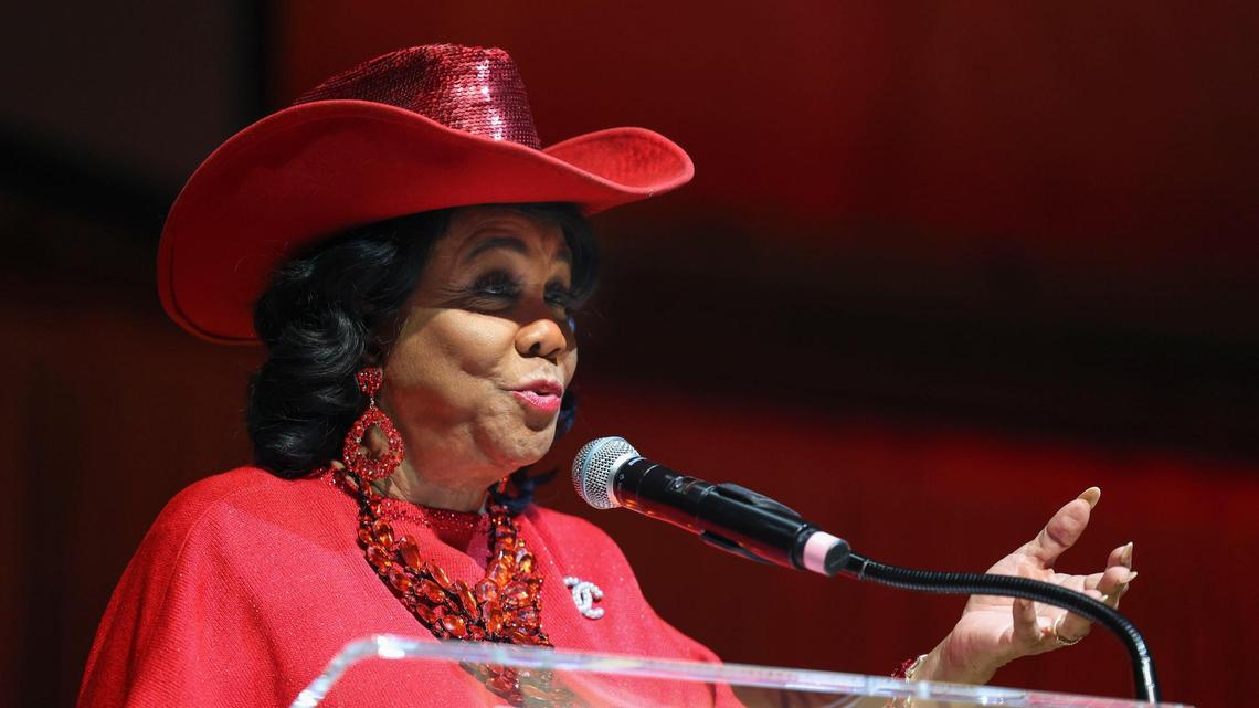 Congresswoman Frederica Wilson, founder of the 5000 Role Models of Excellence Project, speaks during its scholarship ceremony on Sunday, June 5, 2022, at the Adrienne Arsht Center in downtown Miami. Wilson started the program in 1993.