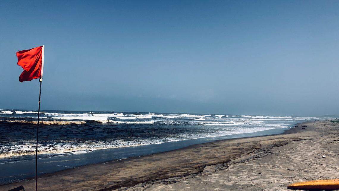 Red flags were flying on the beach to warn swimmers about the dangerous conditions, officials told news outlets.