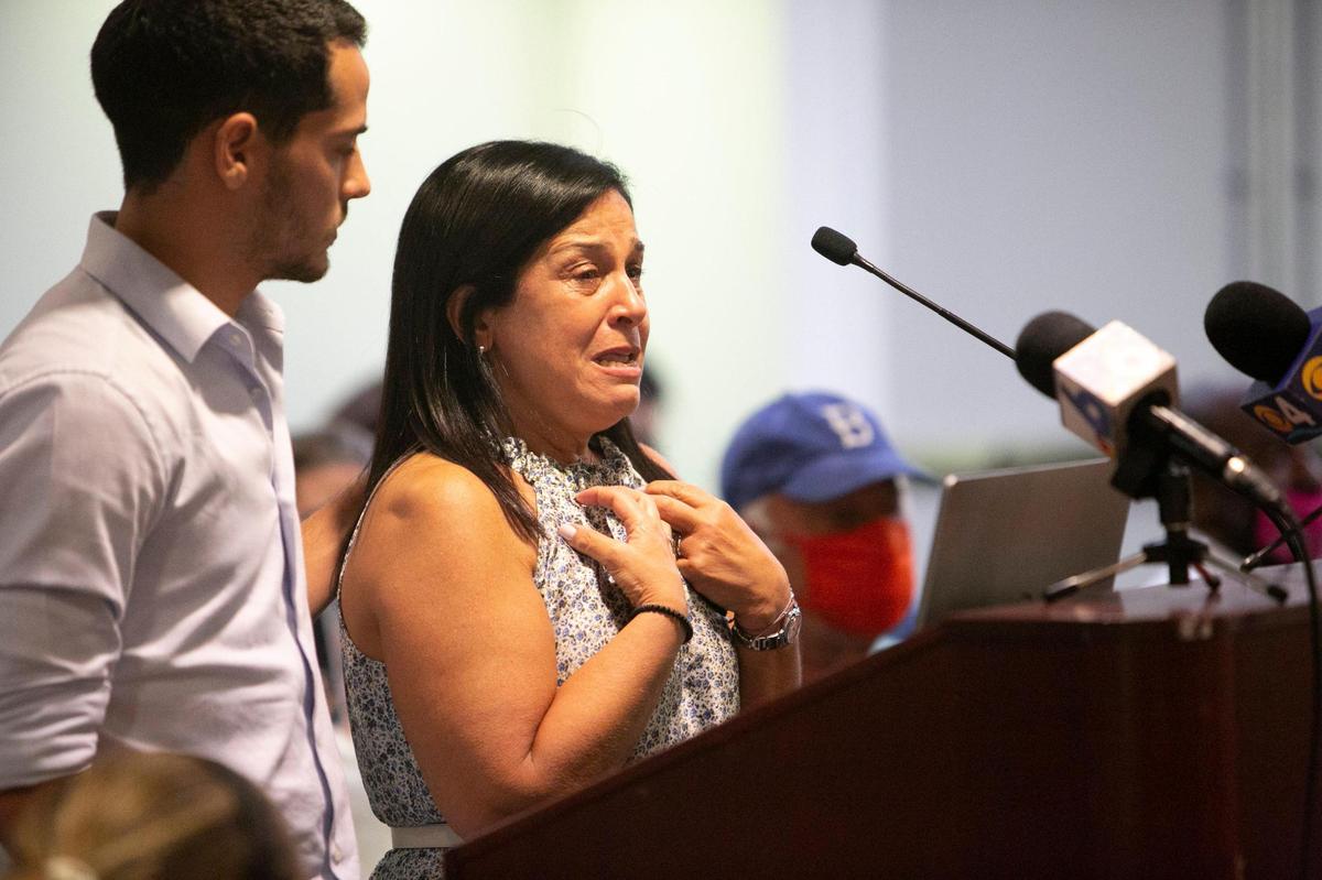 Andrea Langesfeld talks to Surfside commissioners on Tuesday about her daughter, who died in the Champlain Towers South collapse. 