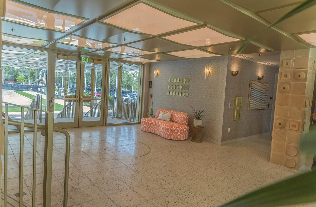 View of the lobby at the PS MIA, a luxury private terminal at Miami International Airport that allows commercial flight passengers to bypass the main airport crowds. Located at the historic former Pan American Airways headquarters (4900 NW 36th St), offers private TSA screening, Customs clearance, chef-prepared meals, spa services, and airfield transfers in a BMW, on Friday June 12, 2026.