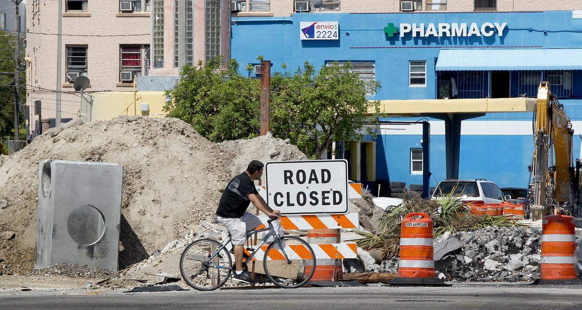 Little Havana residents have to sort around many obstacles on the streets and sidewalks like barricades, debris, idle equipment, etc., as construction along West Flagler Street drags on and on, taking small businesses down with it.