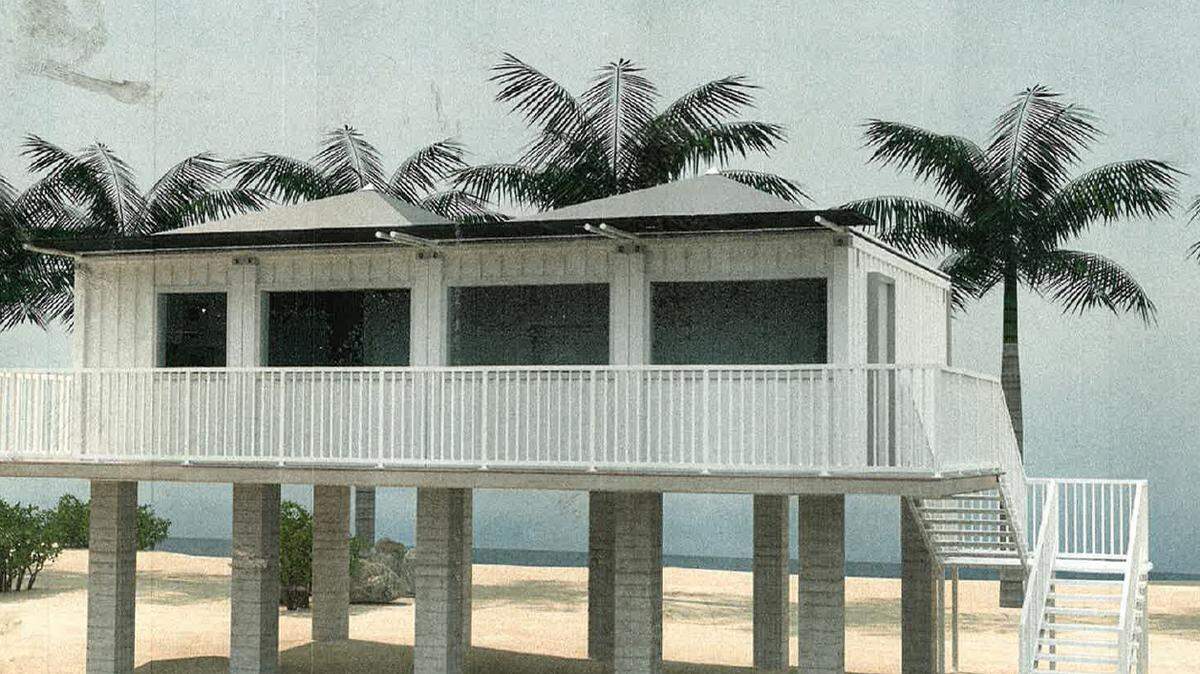 An artist rendering shows a “tiny house” on stilts set to be built on Big Coppitt Key.