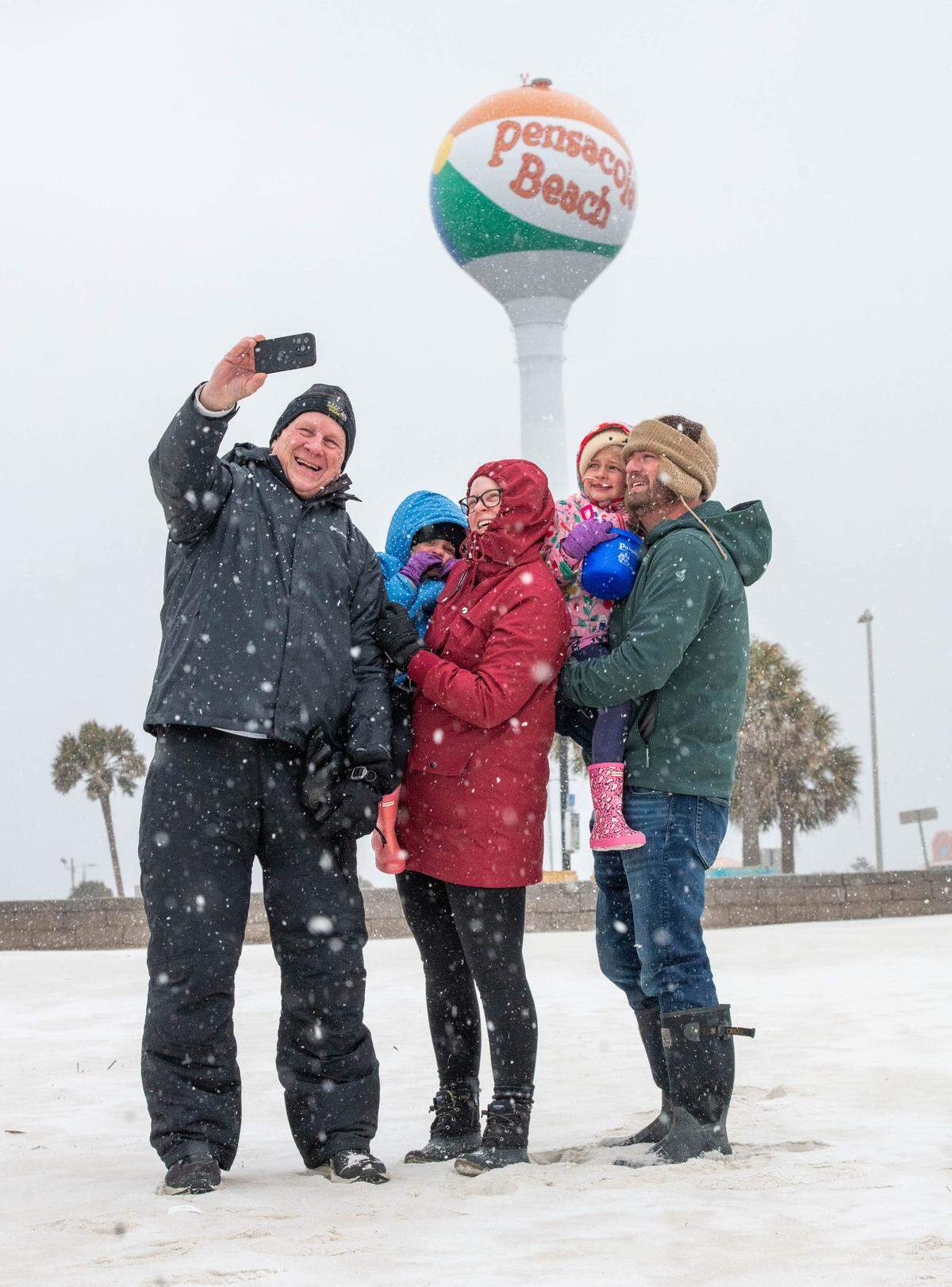 Snow storm at the beach in Pensacola on Tuesday, Jan. 21, 2025.