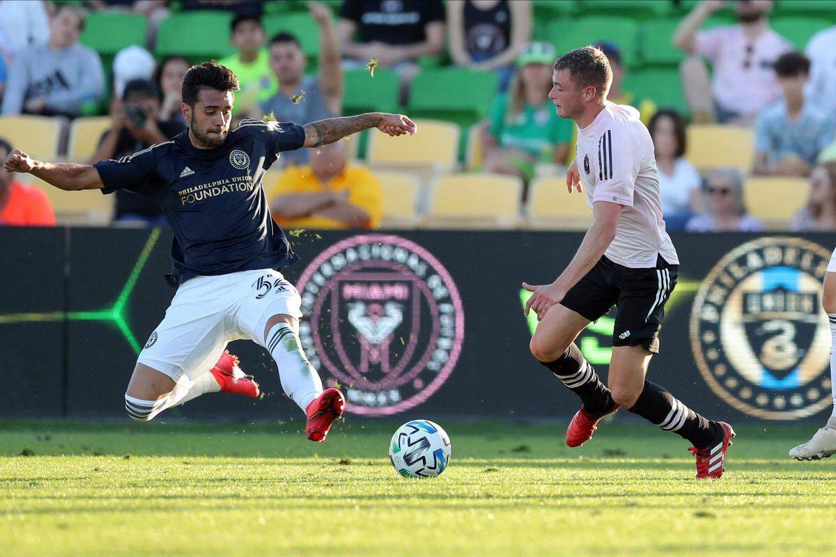 Matias Pellegrini of Inter Miami CF against the Philadelphia Union in a preseason game on Saturday, Feb. 15, 2020 in St. Petersburg, FL. (Photo by Mike Carlson)