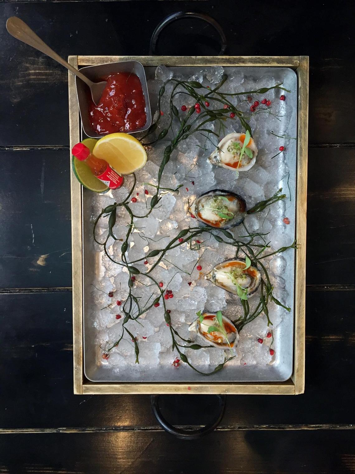 A serving of oysters served at the Jim & Neesie Restaurant  in the Generator hostel-hotel in Miami Beach.