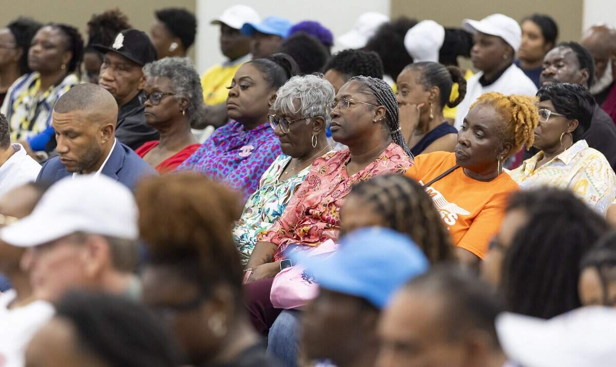 People listen to candidates during a debate ahead of the Democratic primary for U.S. House Florida District 20 at the Urban League of Broward County on Wednesday, June 17, 2026, in Fort Lauderdale, Fla.