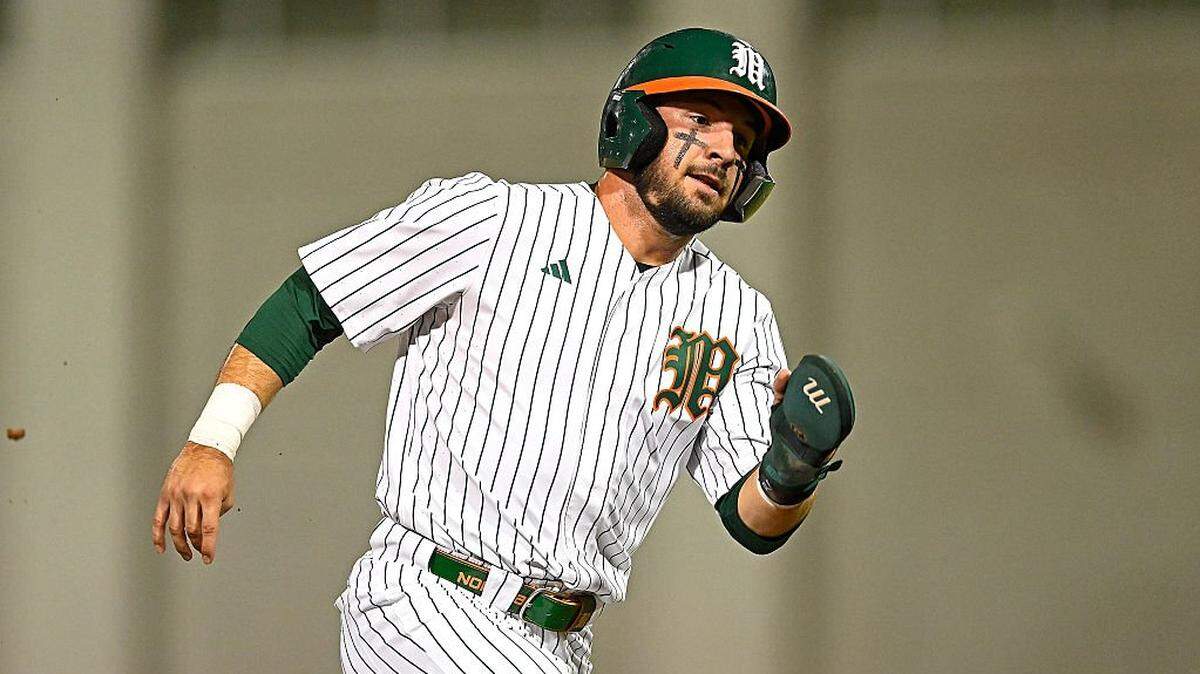 CORAL GABLES, FL - FEBRUARY 27: Miami outfielder Derek Williams (2) runs to third base in the fifth inning as the Miami Hurricanes faced the Florida Gators on February 27, 2026, at Mark Light Field at Alex Rodriguez Park in Coral Gables, Florida. (Photo by Samuel Lewis/Icon Sportswire via Getty Images)