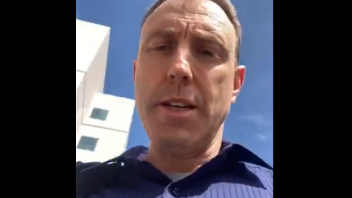 Dr. Christopher Rake, an anesthesiologist at UCLA Health, took a video of himself as he was being escorted out of his workplace for refusing to get a COVID-19 vaccine despite a state mandate for health care workers.