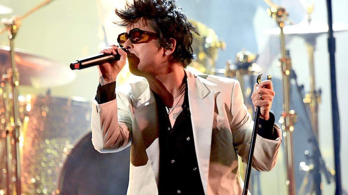 Billie Joe Armstrong, lead singer of Green Day, sings at the Hella Mega Tour opener in Dallas at Globe Life Field July 24, 2021