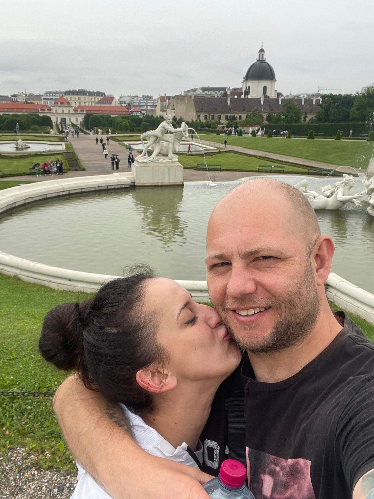 A photo of Oksana Tarasiuk and her late partner, Maksym Chernyak, who died on Feb. 20, 2025, in ICE custody.