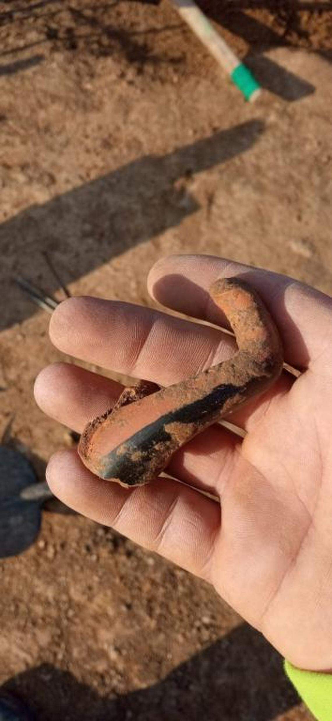 The handle of a wine-drinking vessel shows there was contact with Mediterranean groups, researchers said.