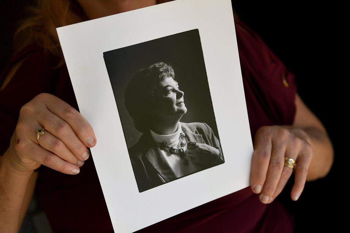 Patti Varrato holds a photo of her mother, Patricia Schafer.
