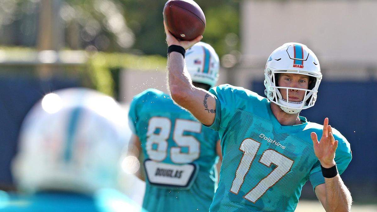 Miami Dolphins quarterback Ryan Tannehill during 2018 training camp at the Miami Dolphins facility.