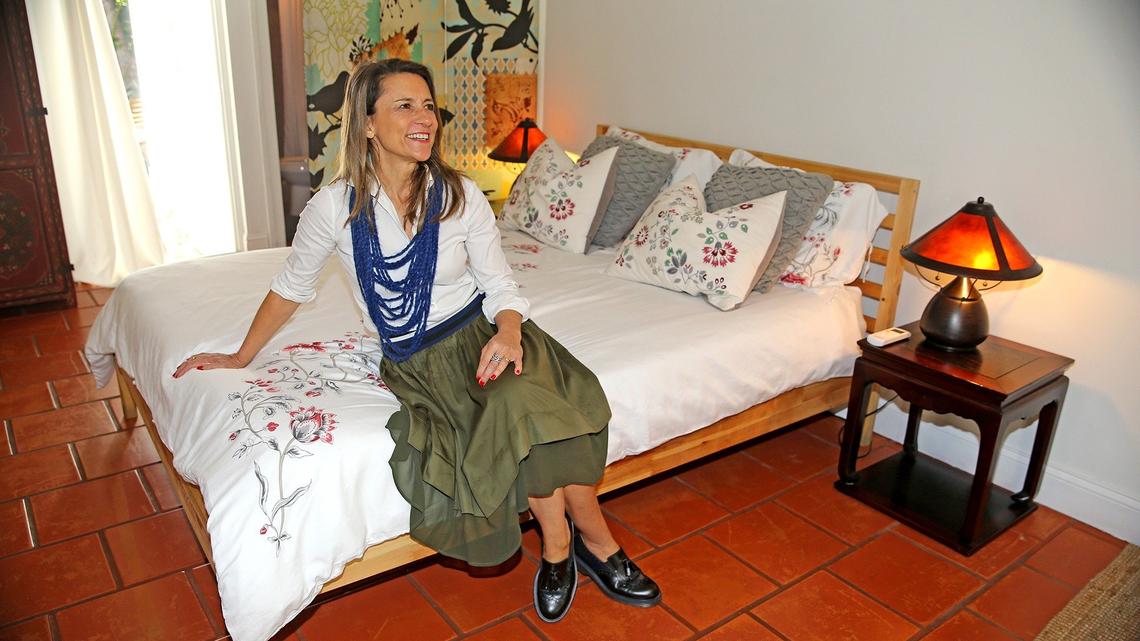 Paola Ugolini, who is the host of the most popular Airbnb listing in Florida, in the cottage at her home in Biscayne Park, on Jan., 16, 2019.