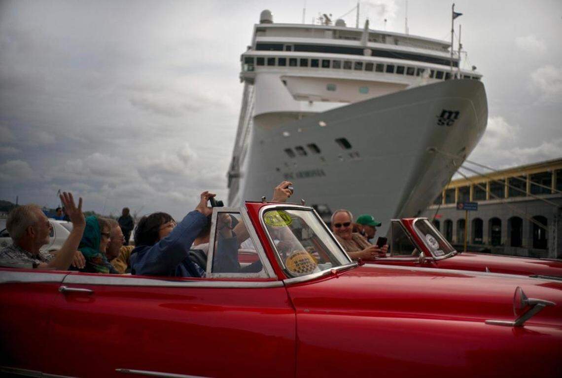 This image from April 2019 shows tourists crusing Havana in a classic American car, shortly before the Trump Administration imposed new rules for traveling to the island nation. Experts say the rules stand to dramatically impact Cuba’s tourism industry.