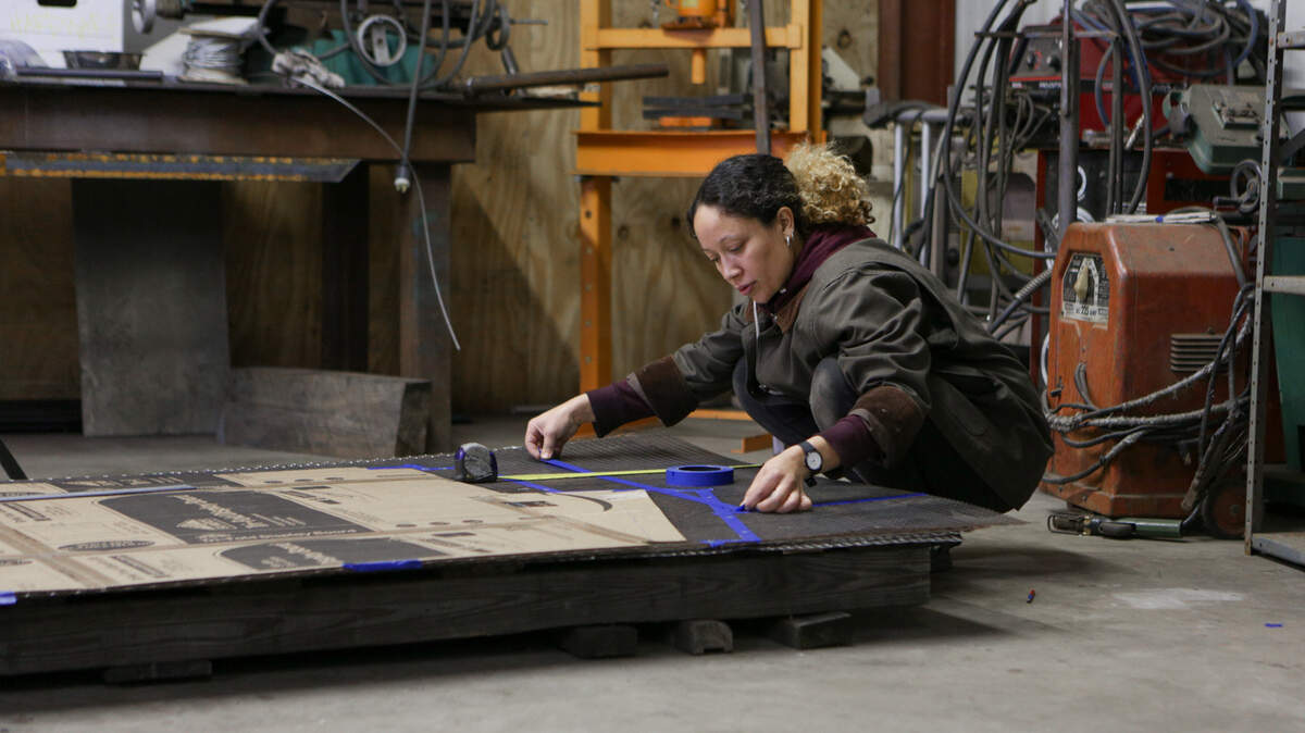 Artist GeoVanna Gonzalez prepares for an exhibition at Locust Projects that has been postponed