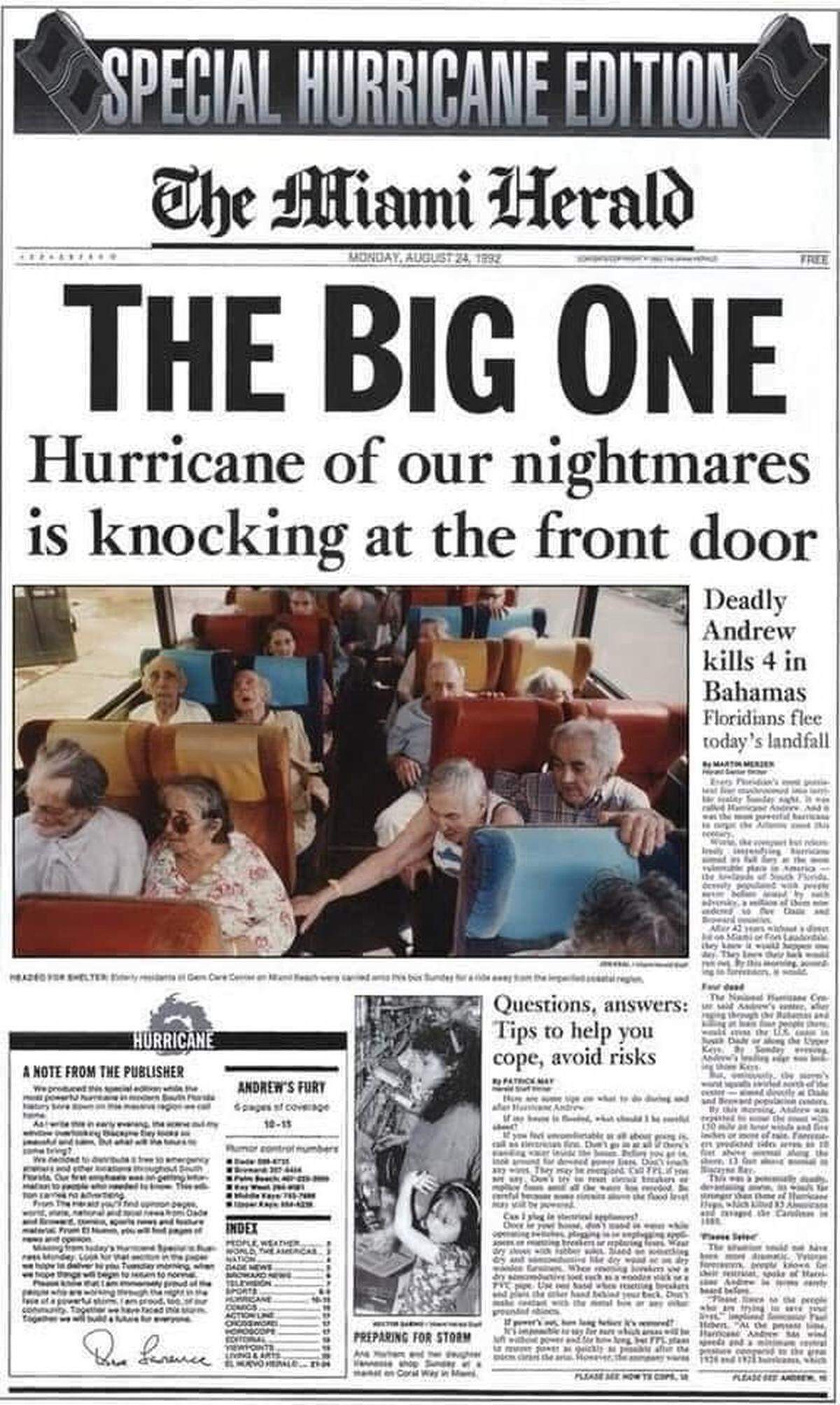 Waiting for the hurricane in 1992.