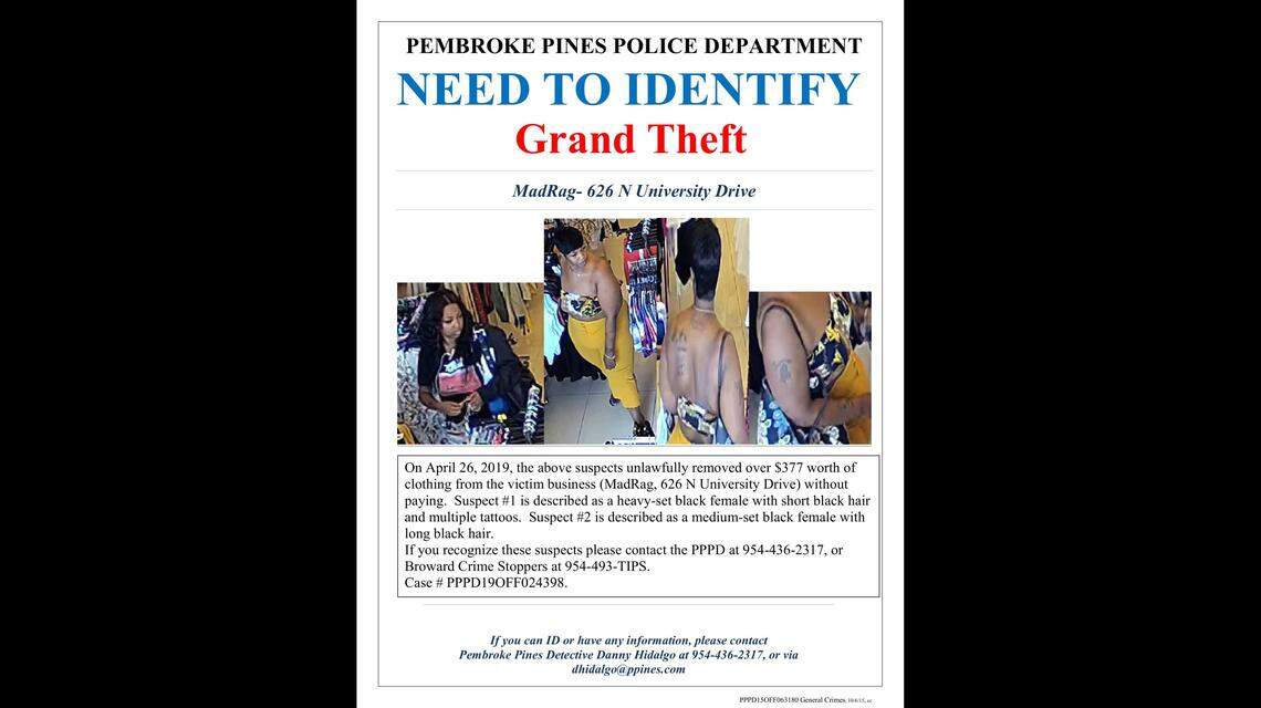 A woman was captured on surveillance video twerking inside a clothing store before she and her friend shoplifted nearly $400, police in Pembroke Pines said. The women have not been captured.