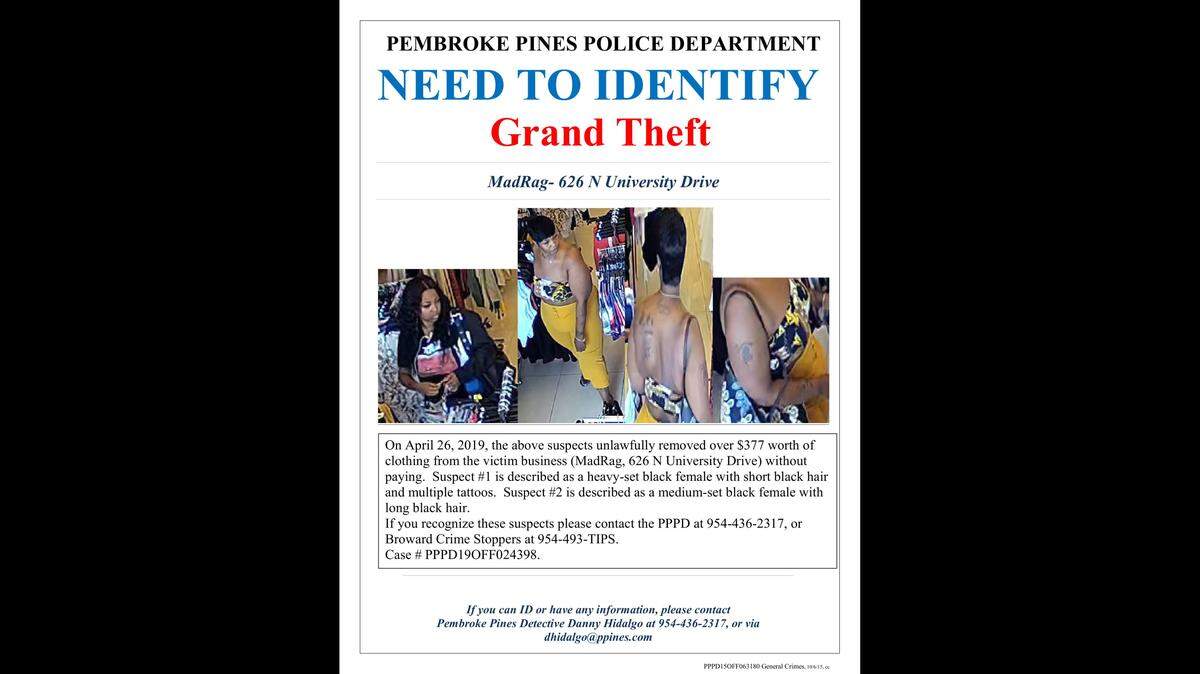 A woman was captured on surveillance video twerking inside a clothing store before she and her friend shoplifted nearly $400, police in Pembroke Pines said. The women have not been captured.