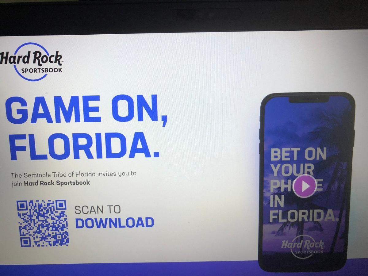 This is the image that first appears at hardrocksportsbook.com. The Seminole Tribe quietly went live with sports betting in Florida on Monday, Nov. 1, 2021.