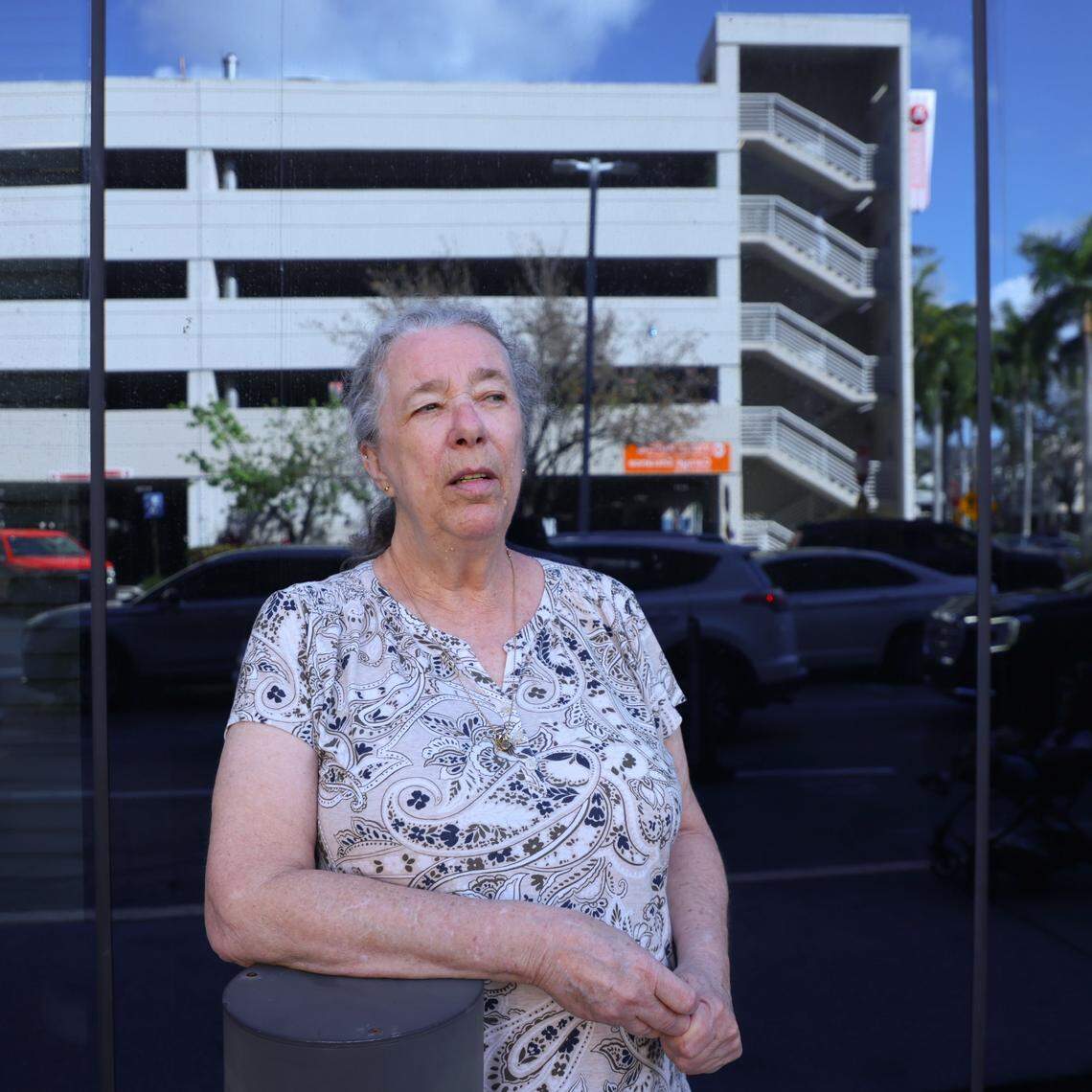 Anna Mae Dominguez, a Broward County resident, discusses losing in-network access at Broward Health and Memorial Health despite paying a high insurance premium, Tuesday, Feb. 17, 2026, at Memorial Regional Hospital.