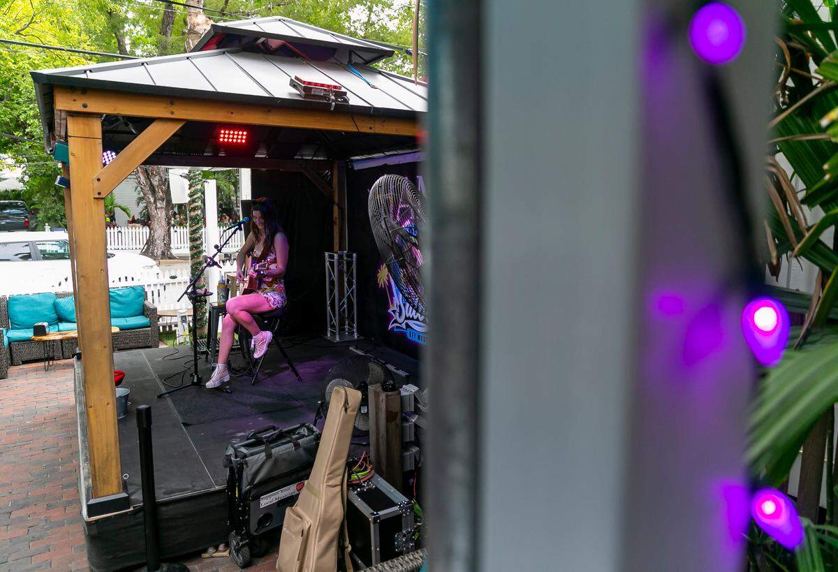 Singer Elle Haley performs at Hank’s Hair of the Dog Saloon in Key West.
