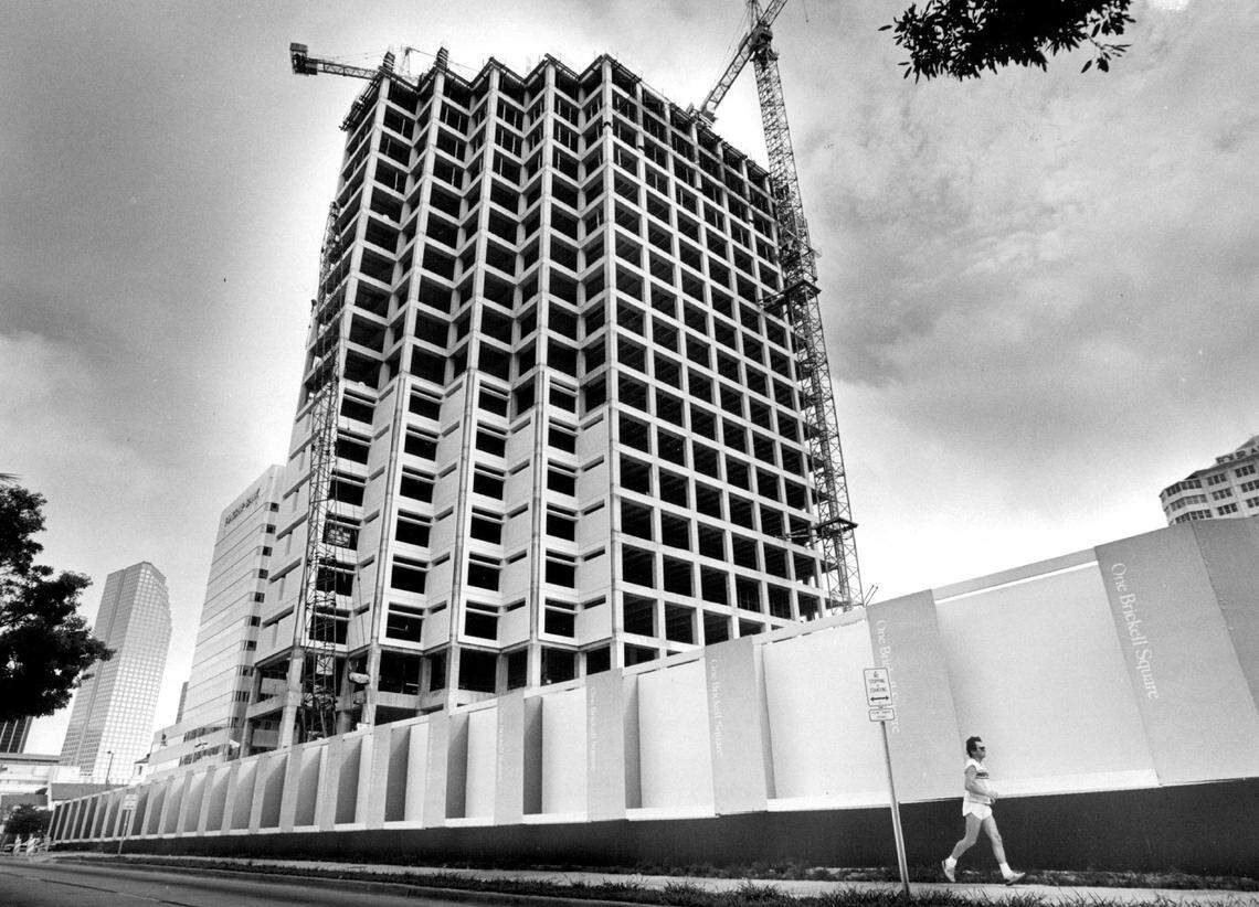 The construction of Brickell Square in the early 1980s