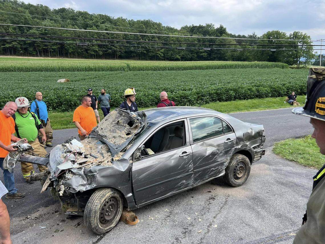 The driver was hospitalized, according to local news outlets.