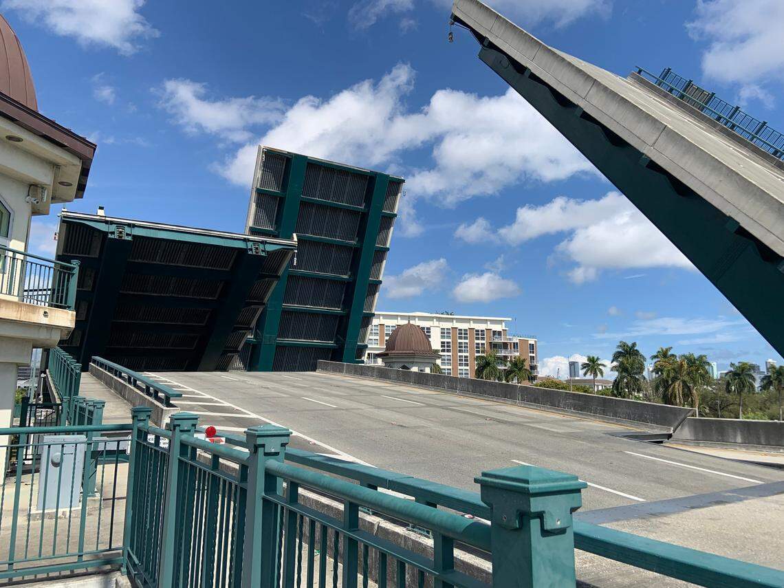 The 12th Avenue drawbridge moving into the up position.