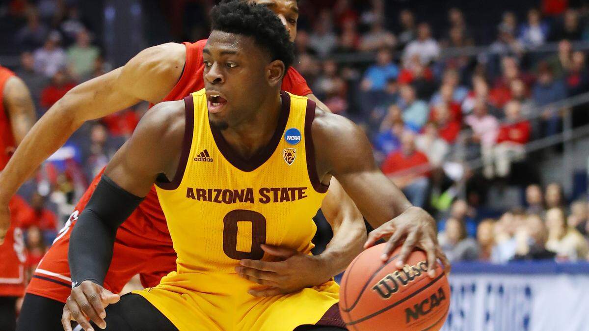 DAYTON, OHIO - MARCH 20: Luguentz Dort #0 of the Arizona State Sun Devils handles the ball during the second half against the St. John’s Red Storm in the First Four of the 2019 NCAA Men’s Basketball Tournament at UD Arena on March 20, 2019 in Dayton, Ohio. (Photo by Gregory Shamus/Getty Images)