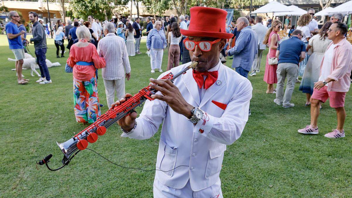 Jazz artist Jon Saxx performs at Huizenga Park reopening after a major renovation with a ribbon cutting ceremony in Fort Lauderdale, Florida, on Saturday, January 24, 2026.