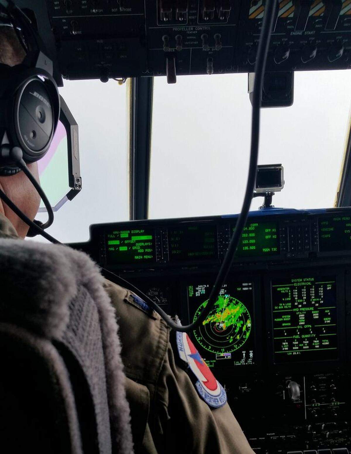 Lt. Col. Sean Cross of the 53rd Weather Reconnaissance Squadron pilots the plane into the eye of Hurricane Michael on Oct. 10.